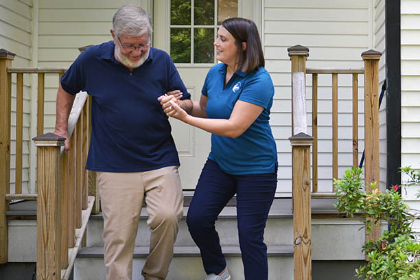 Caregiver with senior at home